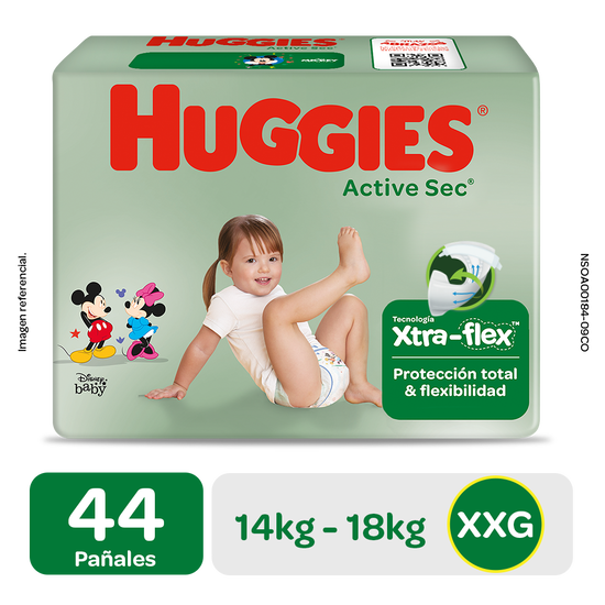 Pañal Huggies Active Sec Xpad Talla XXG 44 unid